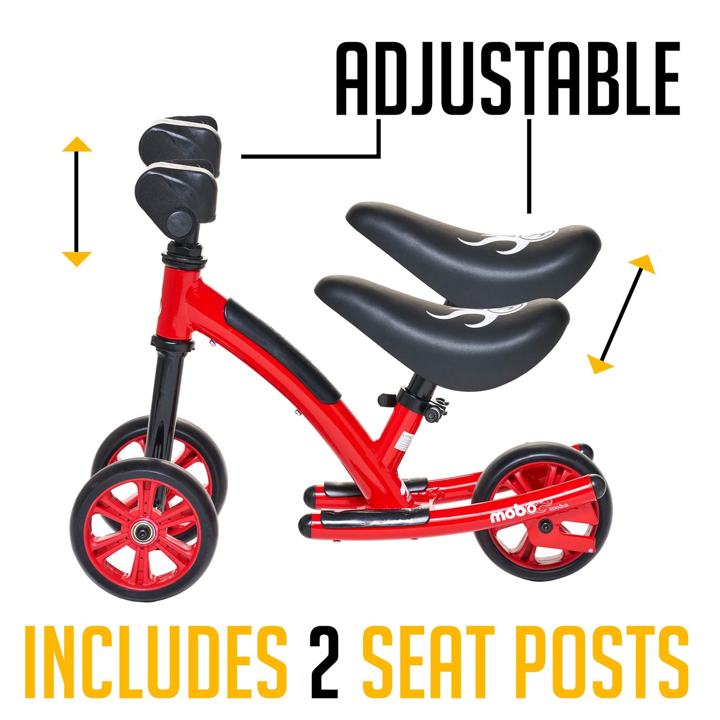 Mobo Cruiser Wobo Rocking Horse Ride On & Baby Balance Bike Red Fits Inseams 12-20 Inches