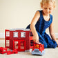 Green Toys Fire Station Playset - 8 Piece Role Play Toy, 100% Recycled Plastic, Multi Color, Model PFIR-1156, Dishwasher Safe