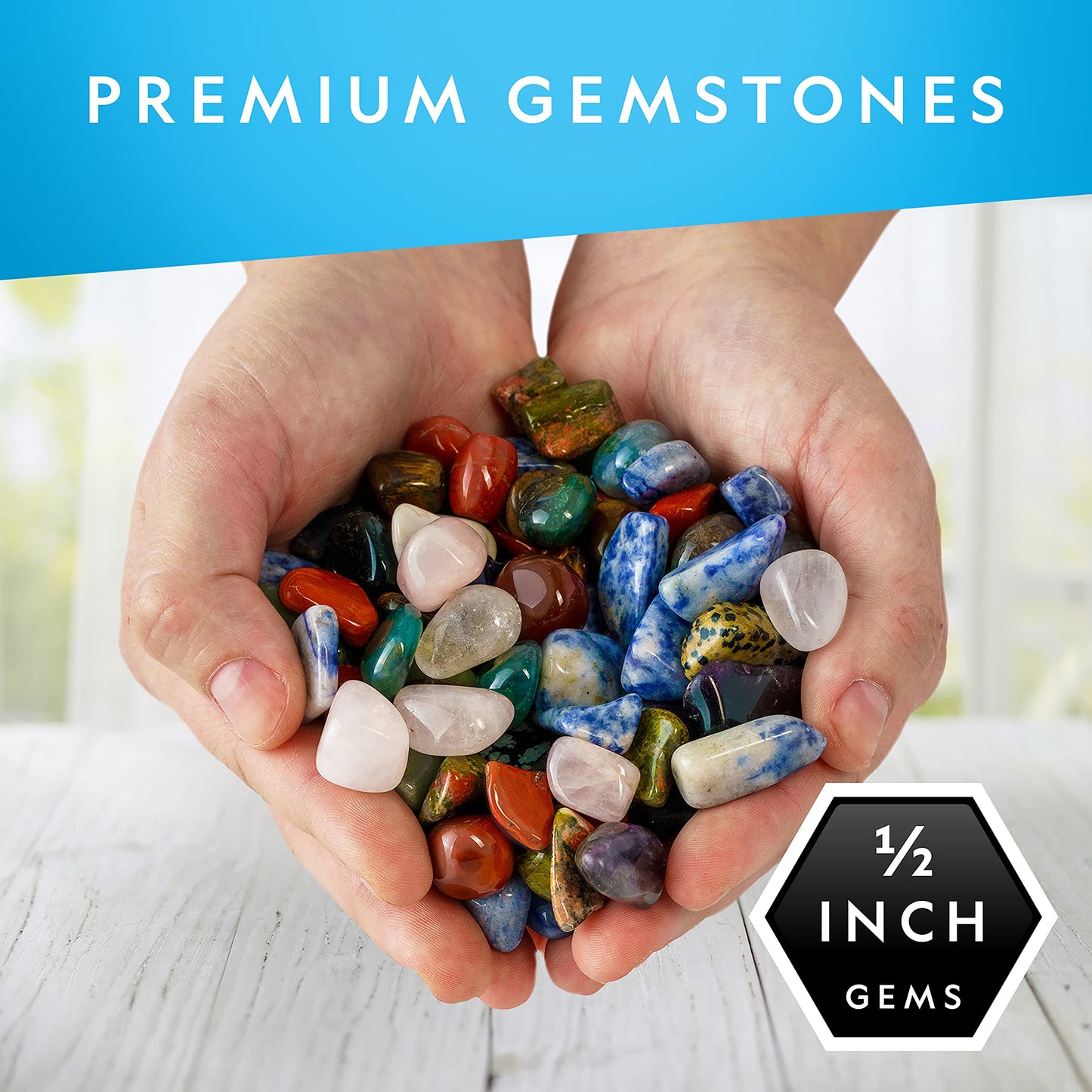 National Geographic Premium Polished Stones - 5 Pounds Of 1/2-Inch Tumbled Stones And Crystals Bulk, Arts And Crafts, Rock And Mineral Kit, Rocks For Kids, Stem Toys