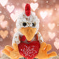 DolliBu Plush Sitting Rooster with Red Heart - 6.5 Inch Cute Stuffed Animal Gift for Valentine's Day, Birthdays, Anniversaries