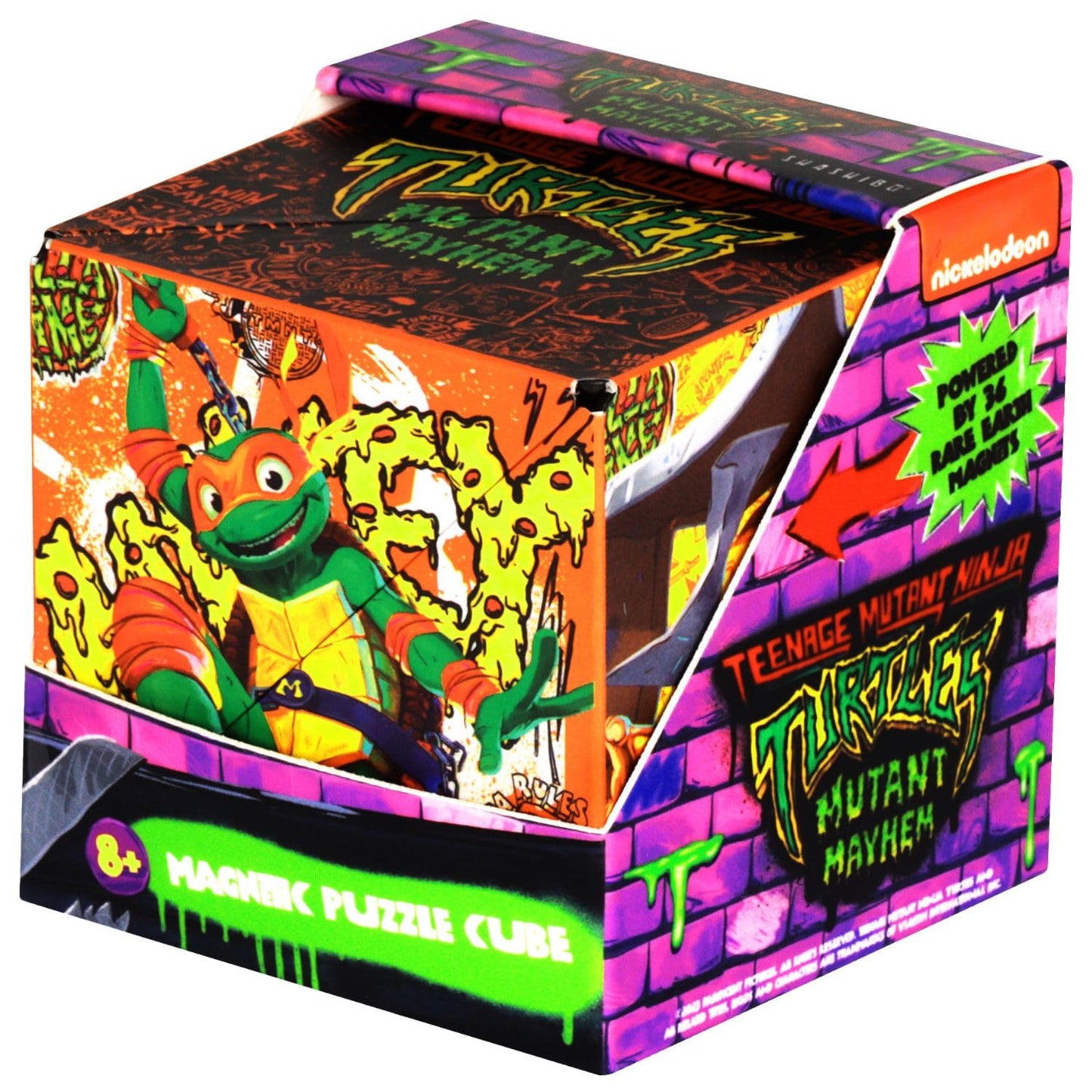 Shashibo Shape Shifting Box - Magnetic Puzzle Cube, 36 Rare Earth Magnets, Mikey Series 1, Turtles Color
