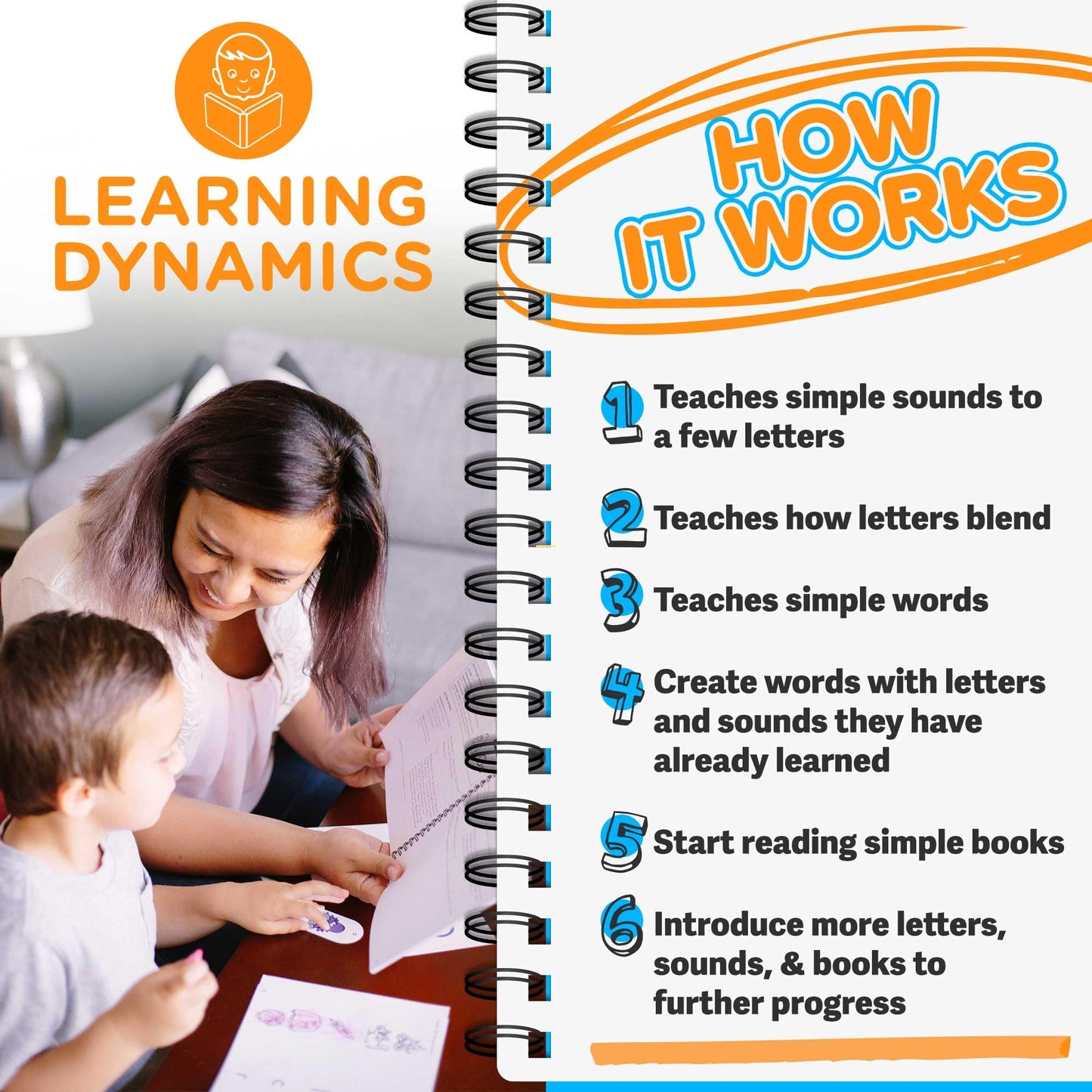 LEARNING DYNAMICS 4 Weeks to Read System for 4-7 Years, Includes 50 Books, Teaching Manual, Medium Orange Cardboard Model LD_Parent