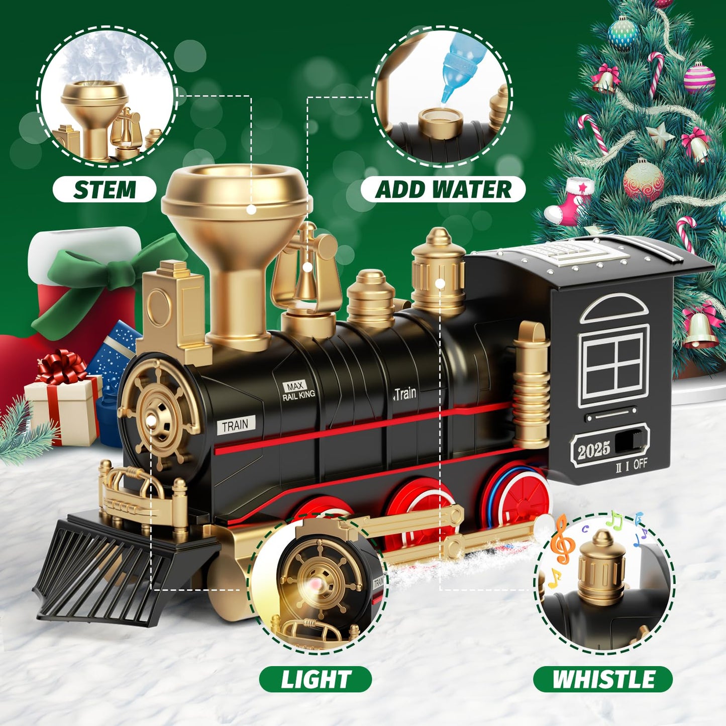 Unih Train Set,Electric Train Toys With Steam Locomotive Engine,Cargo Car And Long Track, Model Train Set With Smokes,Lights & Sound, Toy Train Birthday Xmas Prezzie For 3+ Year Old Kids Boys Girls