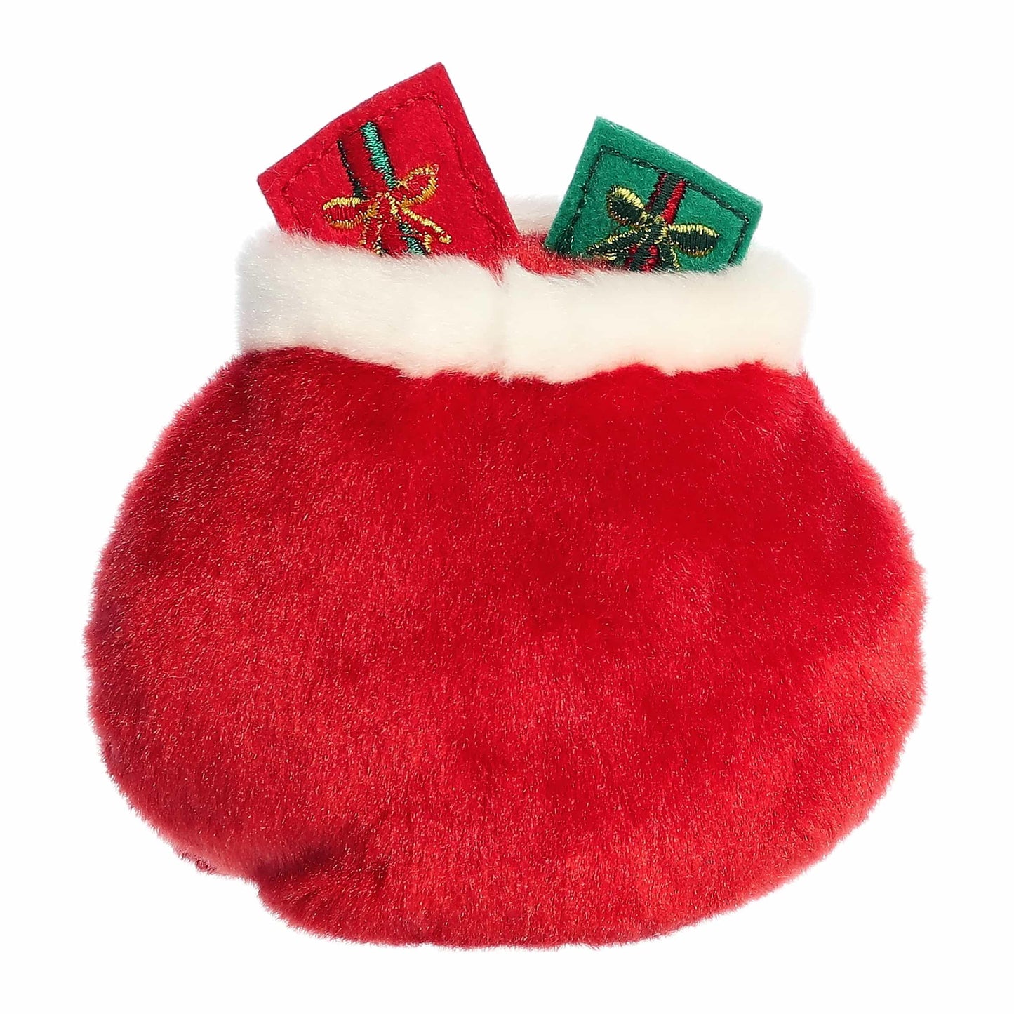 Aurora Festive Palm Pals Velvet Santa Bag Stuffed Animal - 5" Red Plush for Kids & Collectors - Holiday Decoration or Gift