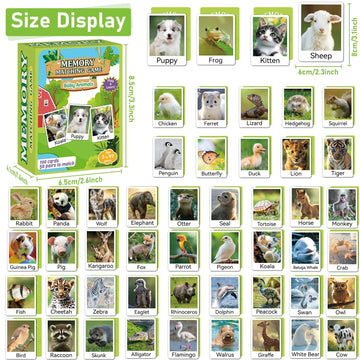 Gisgfim 50 Pairs Memory Matching Game Animal Babies Concentration Memory Card Educational Game For Kids Adults A Fun & Fast Baby