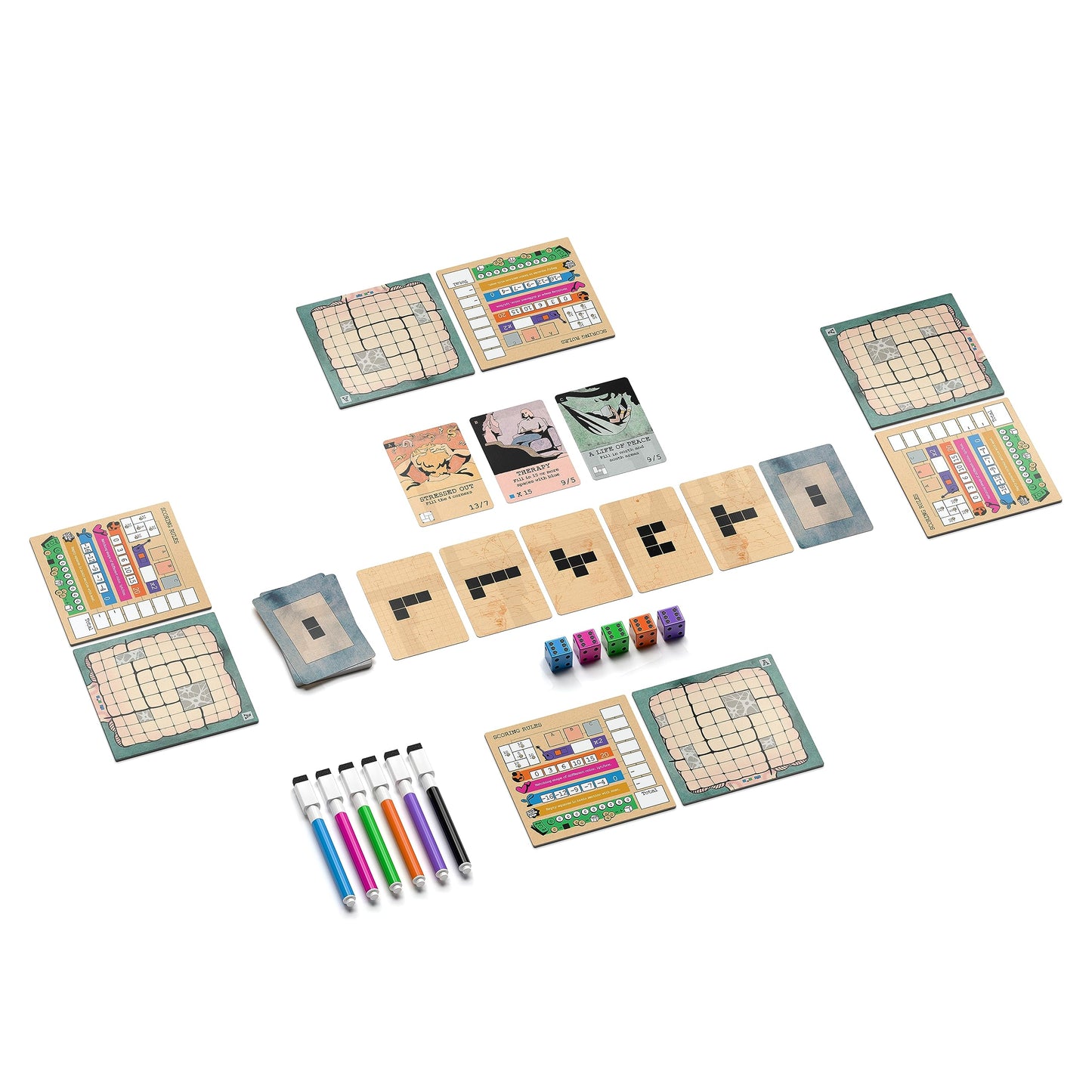 Mind Space Board Game - Polyomino Roll & Write - 1 to 5 Players - 30 Minute Play Time (Mind Space Base Game)