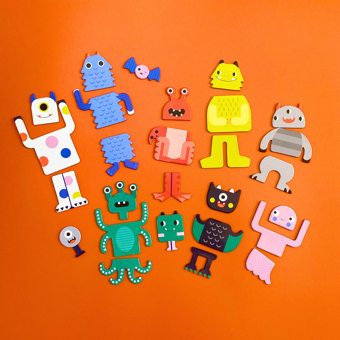Petit Collage Magnetic Play Set, Monsters - Mix & Match Magnetic Game Board, Ideal For Ages 3+ - Includes 2 Magnetic Scenes And