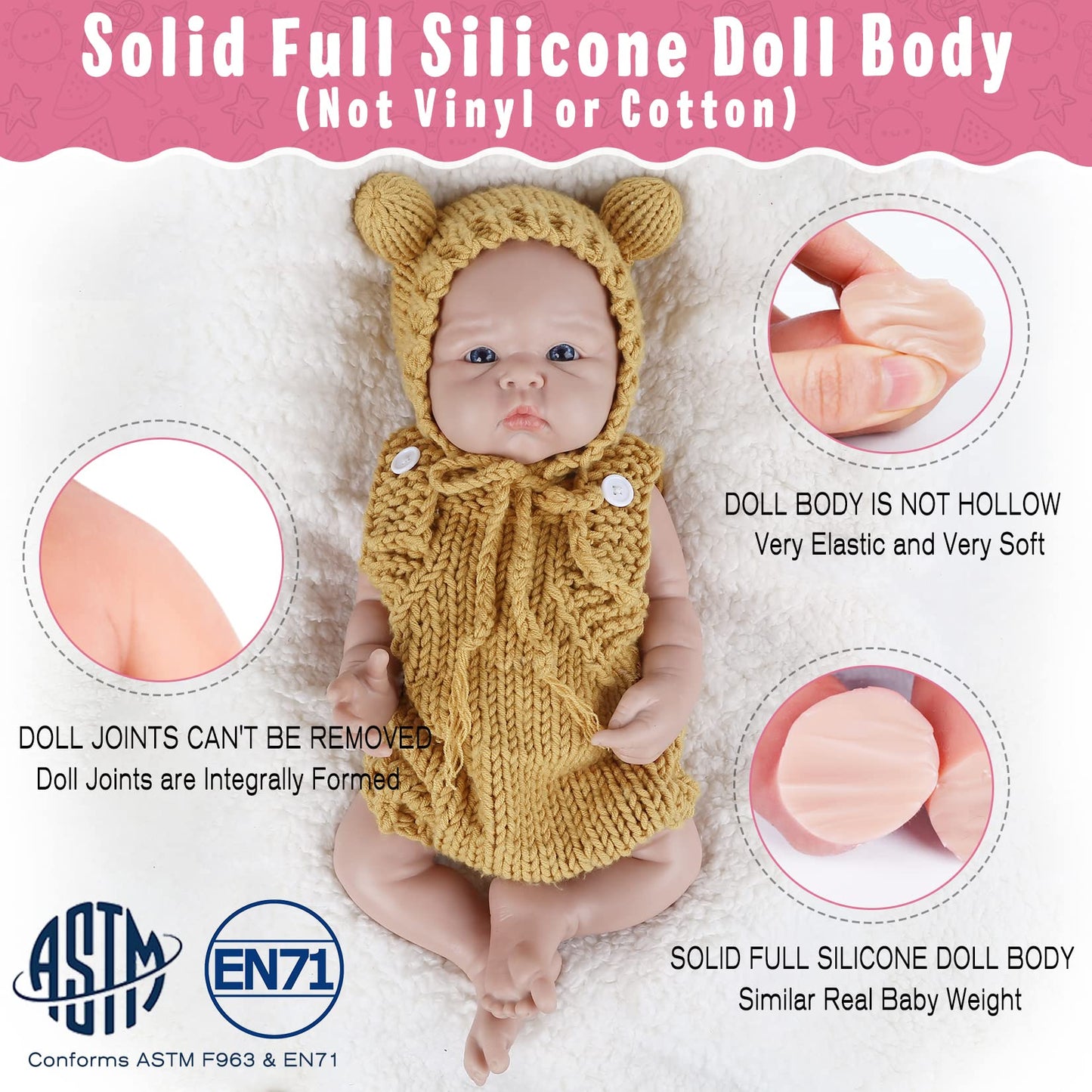 Vollence 19 Inch Realistic Full Body Silicone Baby Doll That Look Real Boy,Not Vinyl Material Dolls,Lifelike Baby Dolls,Reborn Baby Doll, Real Baby Doll - Boy