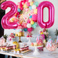 Toniful 40 Inch Hot Pink Large Numbers Balloon 0-9 Birthday Party Decorations,Foil Mylar Big Number 0 Balloon Digital 0 For Birt