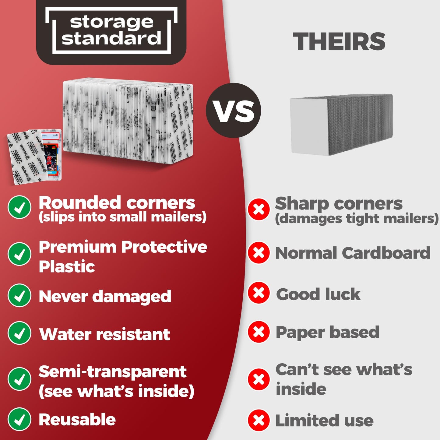 Card Protectors Trading Cards Shipping Supplies  110-Pack 4'' x 6'' Graded Card Sleeves for Mailing Inserts  Plastic Semi Rigid Card Holder Better Than Corrugated Cardboard Sheets