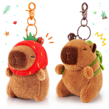 Achwishap 2Pcs Capybara Plush Keychain,Cute Keychain Capybara Stuffed Animal,Soft Capybara Plush Toys Key Chain,Kawaii Plush Stu
