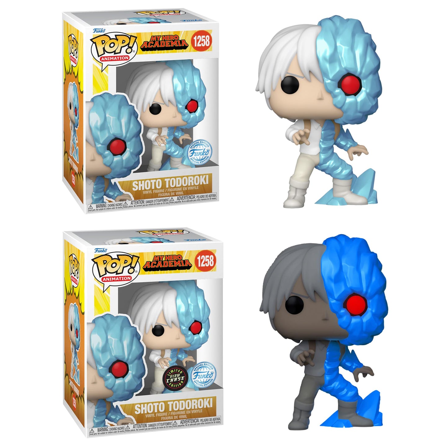 Funko Pop! Animation: My Hero Academia - Ice Shoto Todoroki Special Edition Multicolor Vinyl Figure #1258 (Bundle: Chase And Com