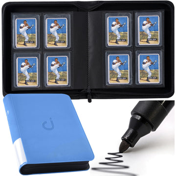 Toploader Binder  Holds 128 Top Loaders - 4 Pocket Top Loader Binder for 3 x 4 Rigid Card Holders for Trading Cards or Sports Cards  Model A - Sky Blue