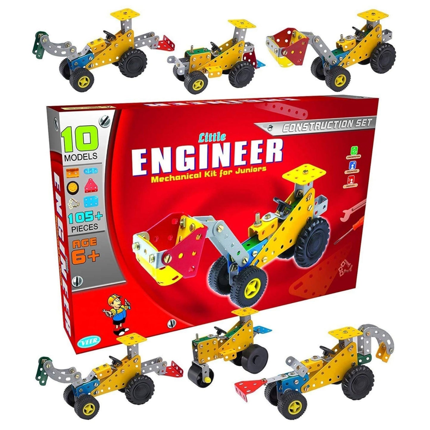 Yuiop  Little Engineer Construction Set For Kids  Diy Kit  10 Models  105+ Pieces