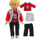 American Fashion World Boys Skull 3 Piece Vest and Pants Set for 18-Inch Dolls | enhanced Quality & Trendy Design | Dolls Clothes | Outfit Fashions for Dolls for Popular Brands