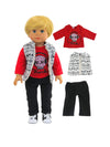American Fashion World Boys Skull 3 Piece Vest and Pants Set for 18-Inch Dolls | enhanced Quality & Trendy Design | Dolls Clothes | Outfit Fashions for Dolls for Popular Brands