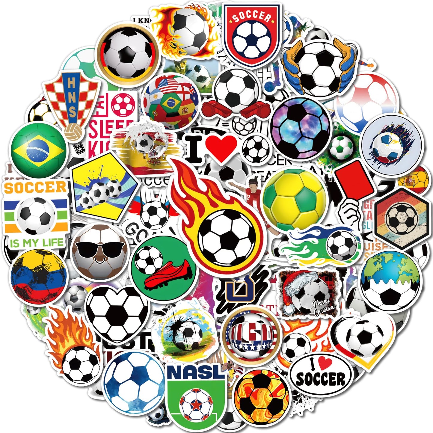 Benresive 100 Pcs Soccer Stickers For Kids, Sport Stickers For Water Bottles, Waterproof Water Bottle Stickers For Boys, Vinyl Laptop Stickers, Kids Boys Classroom Prizes For Elementary Students