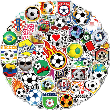 Benresive 100 Pcs Soccer Stickers For Kids, Sport Stickers For Water Bottles, Waterproof Water Bottle Stickers For Boys, Vinyl Laptop Stickers, Kids Boys Classroom Prizes For Elementary Students