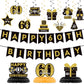 60Th Glitter Black Gold Birthday Banner Party Decorations, Happy 60Th Birthday Decorations Hanging Swirls Banner Honeycomb Centerpieces For Men Women Happy 60 Years Old Bday Party