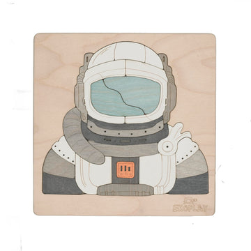 Astronaut And A Rocket | Man On The Moon Puzzle For Kids | Multilayered 39 Piece Wooden Jigsaw Puzzle | Learning Educational Toys Gifts For Boys Girls 3 Years And Above.