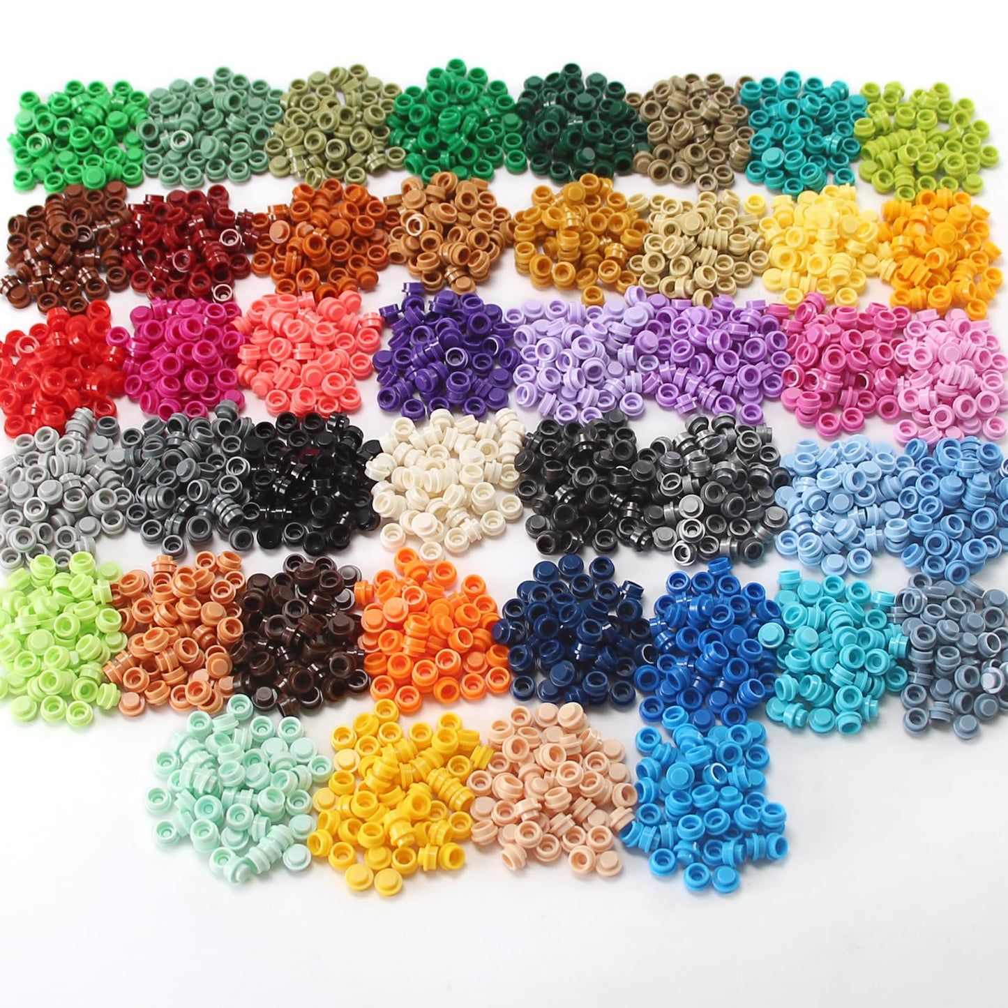 Feleph 2200Pcs Multicolored Round Plates 1X1 Building Blocks Moc 44 Colors Transparent Pieces Bricks Dots Bulk Studs Accessories