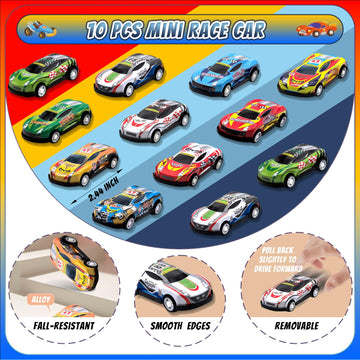 Joyvorite 120 Pcs Race Car Party Favors Set with Keychains Slap Bracelets Tattoo Stickers Wristbands Treat Boxes Treat Bags Stuf