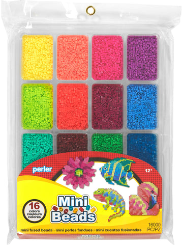 Perler Beads Multicolor Assorted Mini Beads Tray for Kids Crafts, 16000 pcs