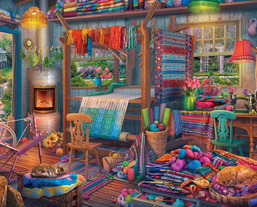 Springbok Weaver'S Cottage 1000 Piece Jigsaw Puzzle For Adults Features A Colorful Cottage With A Weaver'S Loom And Colorful Yar