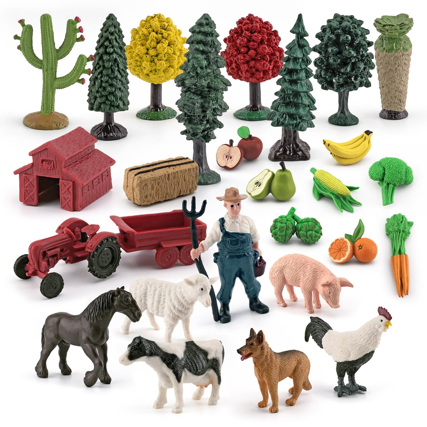 Lc Joycre Small Barn Farm Animals Playset Farm Toy Farm Animals Figurines For Cake Topper For Toddlers 1-3