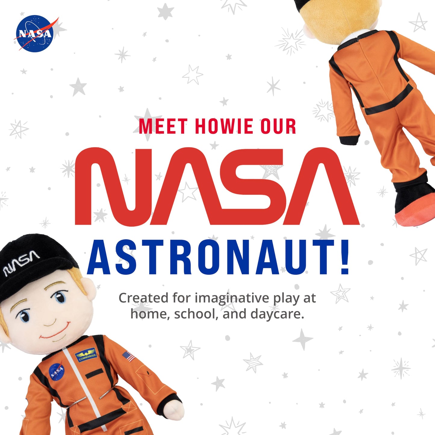 Playtime By Eimmie - 14” Howie Nasa Doll - Soft Baby Doll - Plush Rag Dolls For 2 Year Old Girls & Boys Toddler & Infants - Astronaut Plush Washable Doll - Space Themed Stuffed Toys - Baby Space Toys