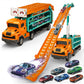 BainGesk Carrier Truck Toys for 2 3 4 5 6 Years Old Boys, 2.8 Ft Race Track Transport Cars Toys with 6 Die-Cast Metal Toy Cars,