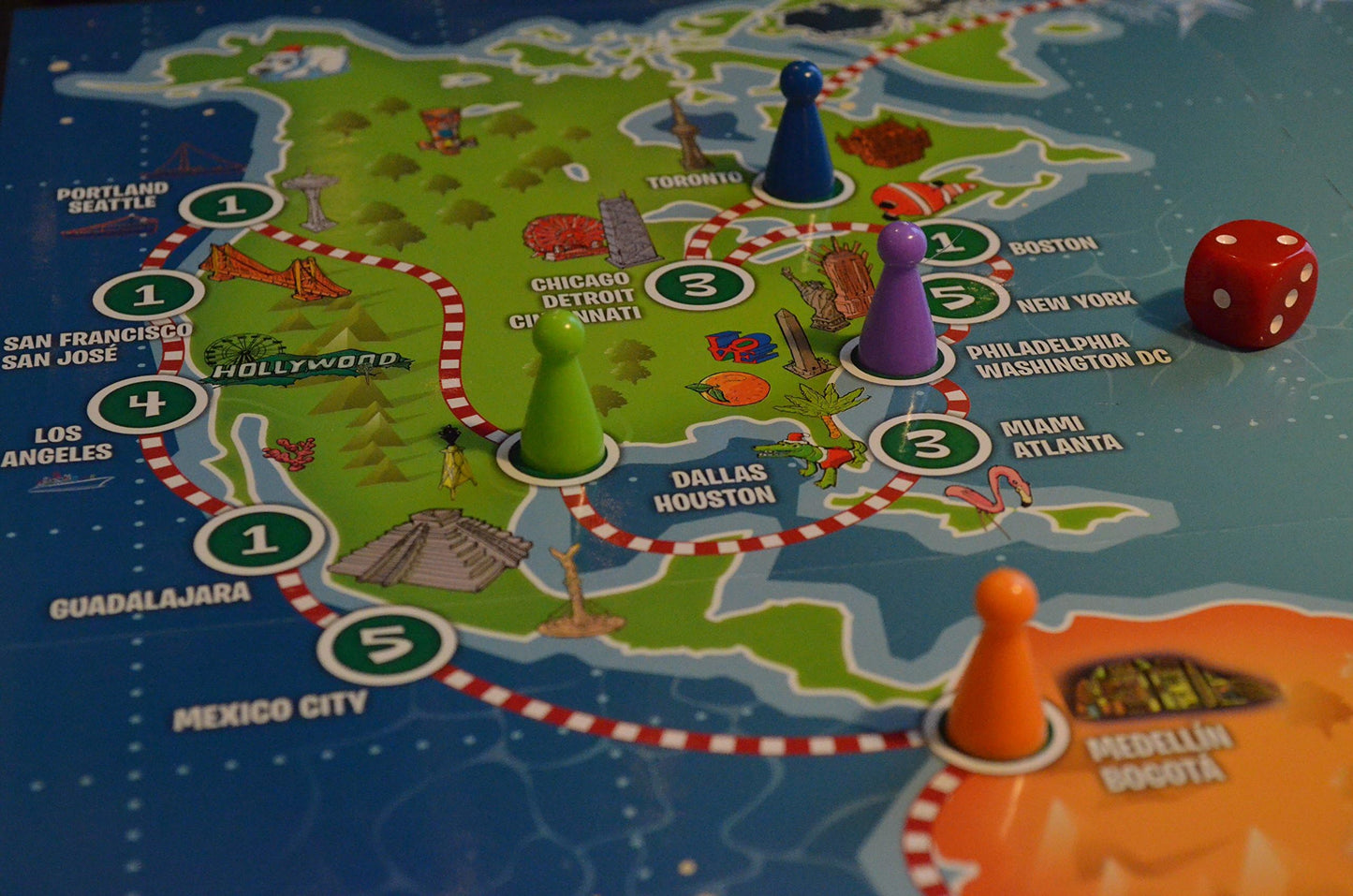 Santa's Sleigh Ride Educational Board Game - Red Plastic Christmas Fun