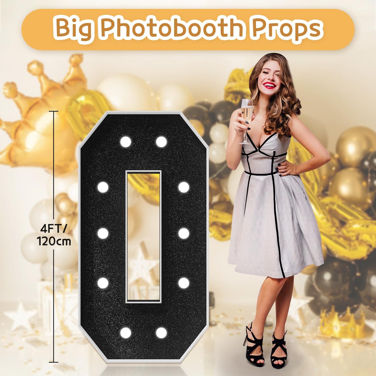 Imprsv Marquee Numbers Black Birthday Decorations: Large 4 Feet Tall Light Up Numbers 50Th 30Th 40Th Party Decor Big Mosaic Card