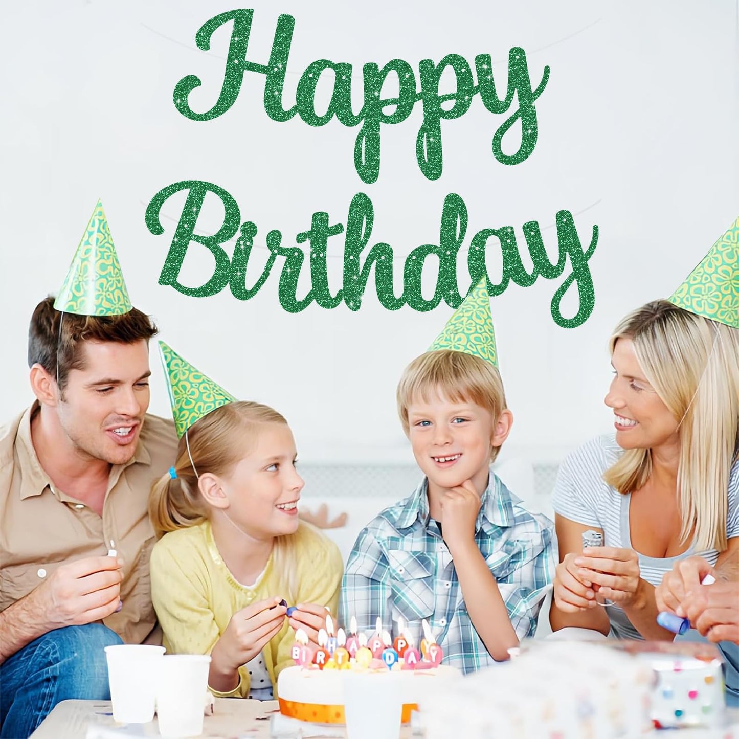 Beishida Green Happy Birthday Banner - No Diy,10Feet,Pre-Strung-Glitter Happy Birthday Sign, Happy Birthday Garland,Happy Birthd