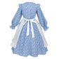 Ltakk Colonial Dress Girls Pioneer Costume Prairie Pilgrim Girl Dresses Long Sleeves, Indigo Blue, Medium, Age Over 4 Years Old