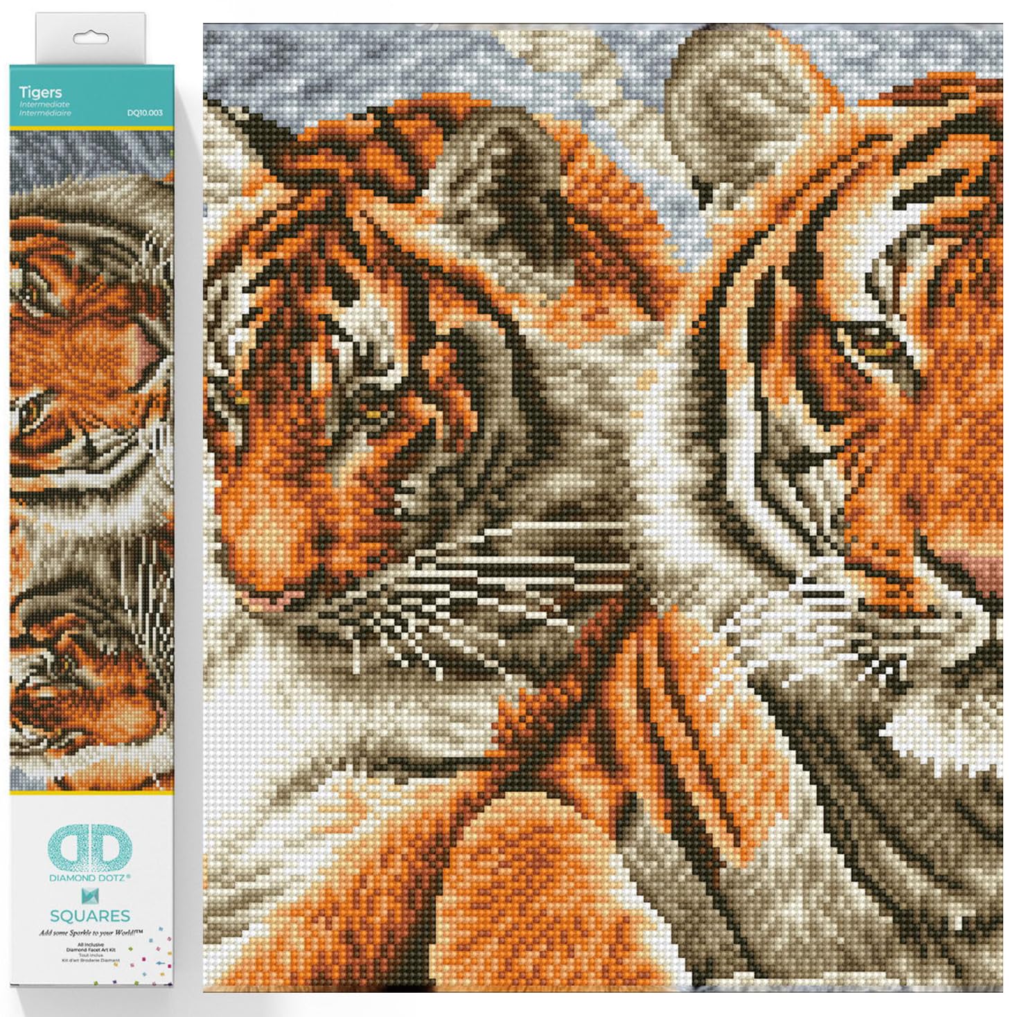 DIAMOND DOTZ Tigers Animal Diamond Painting Kits for Adults - Diamond Art Kits a Relaxing Creative Craft Kit with Dotz Gems 14.6