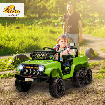 Qaba 12V 4x4 Kids Ride on Truck with Back Trailer, 2WD/4WD Switchable Kids Electric Car with Parent Remote Control, Spring Suspe