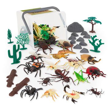 Terra By Battat – Bugs & Reptiles Figurines & Accessories – 60Pc Toy Animal Bucket For Kids – Insect Toys – Lizards, Grasshoppers, Beetles, And More – 3 Years + – Critters & Crawlers World