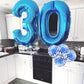 Lingqiang 40" Blue Foil Number 30 Balloons, Self-Inflating Helium Decor for 30th Birthday Party