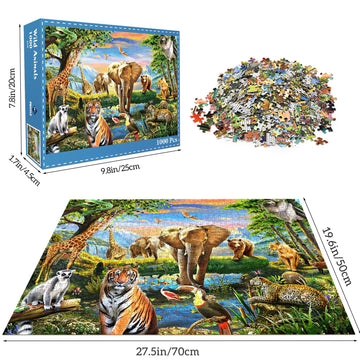 1000 Pieces Puzzles For Adults, Animal World Jigsaw Puzzle Challenging Night Game, Interlock Perfectly No Dust, For House Decora