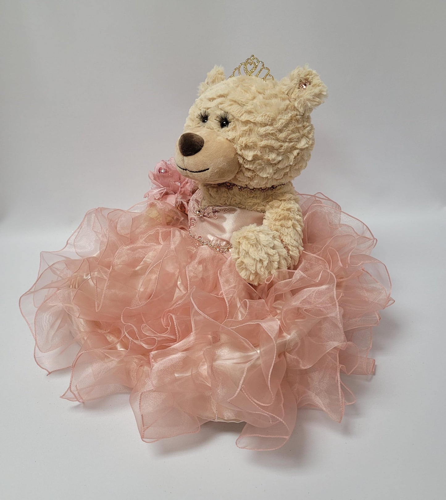 KINNEX COLLECTIONS SINCE 1997 20 Quince Anos Quinceanera Last Doll Teddy Bear with Dress (Centerpiece) ~ ARC16832-30R (Rose Gold