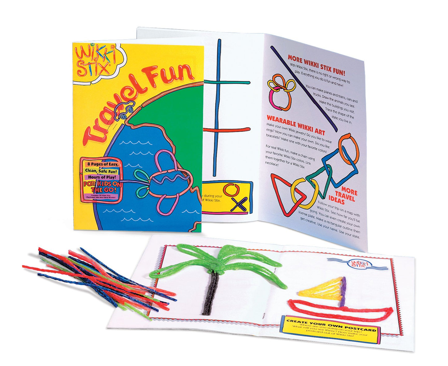 Wikki Stix Travel Fun Pak - Small Multicolor Wax and Yarn Kit with Idea Booklet and Playboard, Model 980