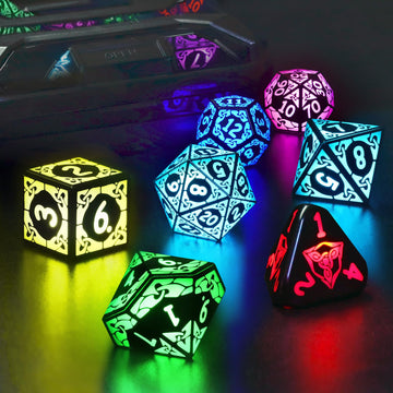 ZHOORQI LED DND Dice Set Rechargeable, Cool Light up Dice Wireless Charging for Dungeons and Dragons, Polyhedral Role Playing Di