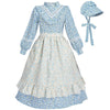 Fccam Prairie Colonial Dress Girls Long Sleeve Pioneer Dress Costume Floral Pioneer Girl Laura Ingalls Wilder Blue Xl