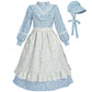 Fccam Prairie Colonial Dress Girls Long Sleeve Pioneer Dress Costume Floral Pioneer Girl Laura Ingalls Wilder Blue M
