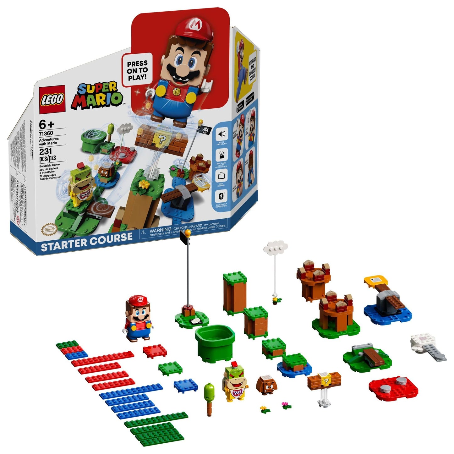 Lego Super Mario Adventures With Mario Starter Course Set, Buildable Toy Game, Birthday Gift For Super Mario Bros. Fans And Kids Ages 6 And Up With Interactive Mario Figure And Bowser Jr., 71360