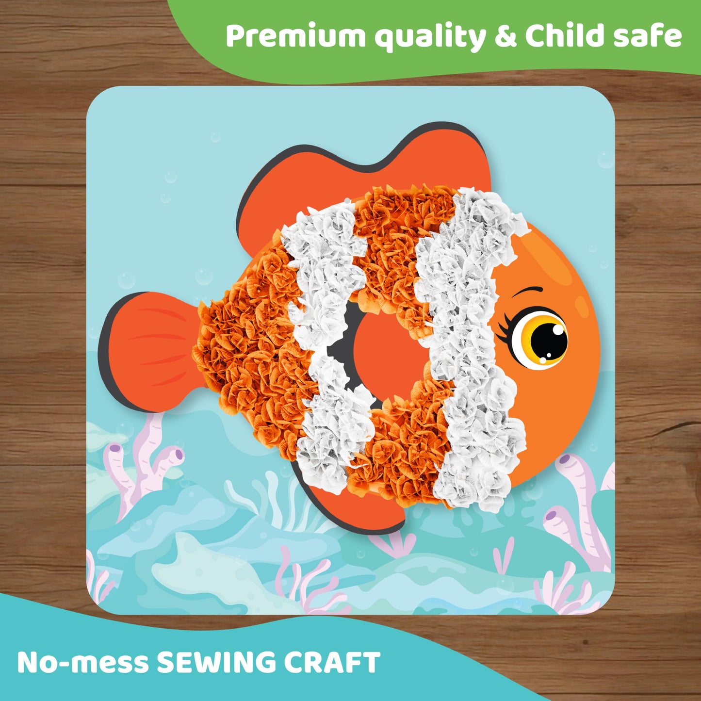 jackinthebox Poke Poke Art - Ocean Animals Like Crab, Turtle, Clownfish, Sea Horse, Jellyfish, Pufferfish, Mess-Free Sewing Art