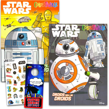 Star Wars Coloring Books for Kids - Bundle with 2 Droids Coloring Book Feat. C3PO, R2D2, BB8 Plus Stickers