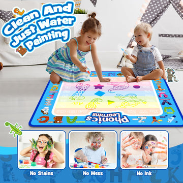 Toddler Toys For 2 3 4 5 Year Old Kids Boys Girls, Water Doodle Mat For Toddlers 2-5 Preschool Educational Learning Toys Halloween Birthday Easter Basket Stuffers Gift For 2-8 Year Old Boys Girls Blue