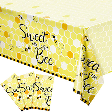 Tatuo Bee Plastic Tablecloths Sweet As Can Bee Decorative Table Cover Honey Baby Shower Party Tablecloth Set For Birthday Party Supplies Table Decoration, 54 X 108 Inches(1 Pack)